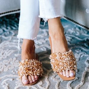 Tory Burch Tan Beaded Sandals